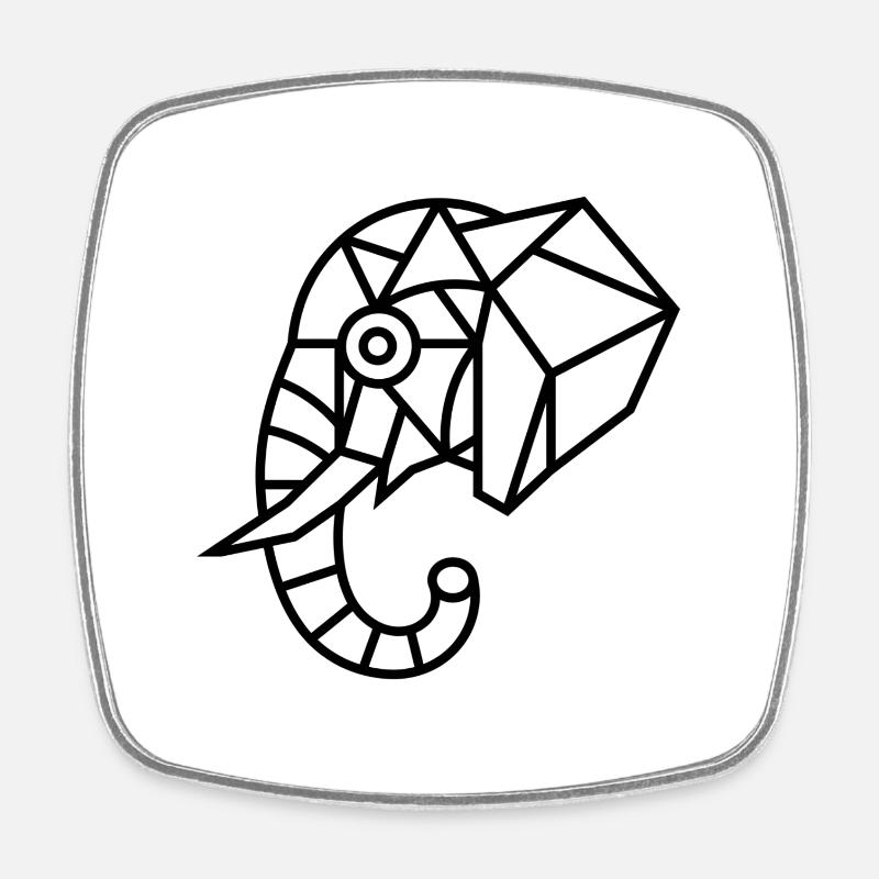 Éléphant géométrique – Art polygonal - Magnet carré - blanc