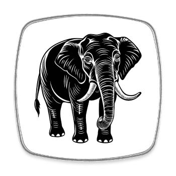 Elefant - Viereckiger Kühlschrankmagnet - Weiß - Vorne