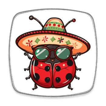Marienkäfer Sombrero - Viereckiger Kühlschrankmagnet - Weiß - Vorne