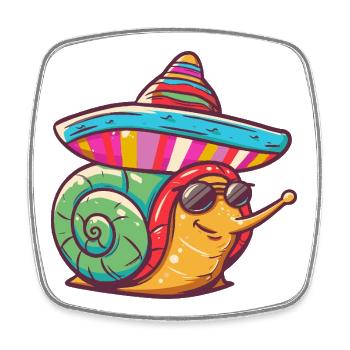 Schnecke Lustig Sombrero - Viereckiger Kühlschrankmagnet - Weiß - Vorne