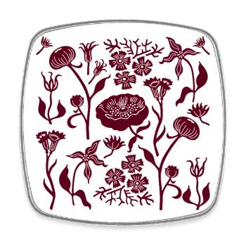 Pfingstrosen für immer L Botanische Pfingstrosen L Weinrot - Viereckiger Kühlschrankmagnet - Weiß - Vorne