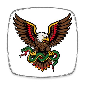 Aigle et serpent style tattoo old school - Magnet carré - blanc - Devant