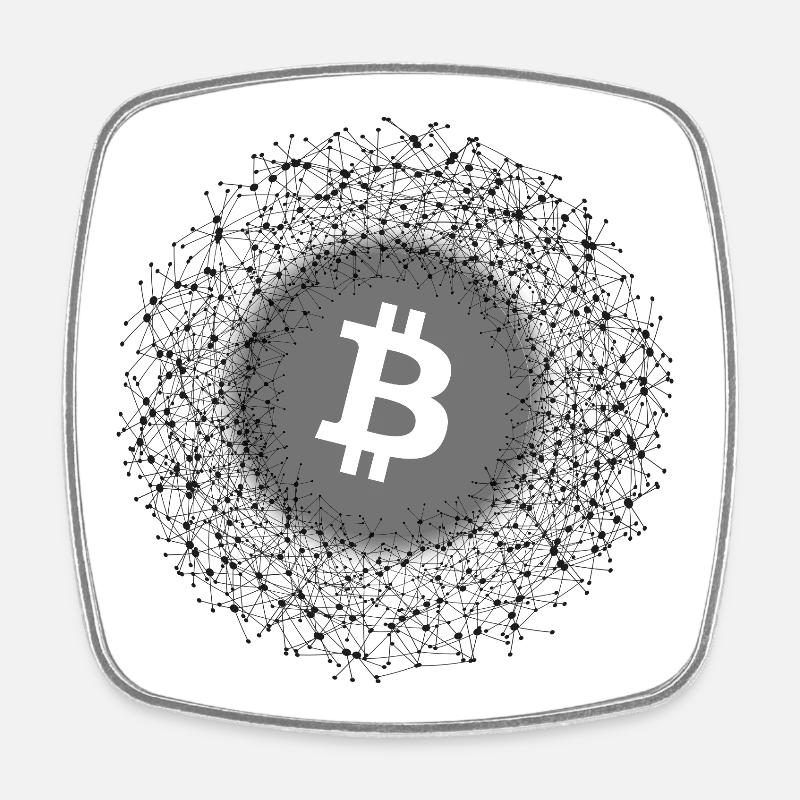 Bitcoin Net Mandala - Square fridge magnet - white