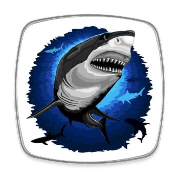 Shark Attack jaws on Deep Blue Ocean - Square fridge magnet - white - Front