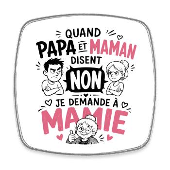 Je demande à Mamie ! - Magnet carré - blanc - Devant