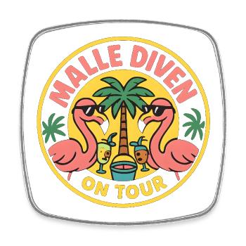 Malle Divas On Tour Women's Flamingo Mallorca Party - Square fridge magnet - white - Front