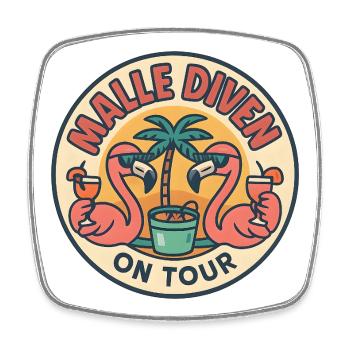 Malle Diven On Tour Damen Flamingo Mallorca Party - Viereckiger Kühlschrankmagnet - Weiß - Vorne