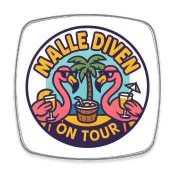 Malle Divas en tournée Fête féminine Flamingo à Majorque - Magnet carré - blanc - Devant