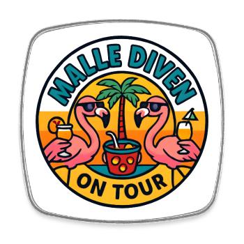 Malle Divas On Tour Women's Flamingo Mallorca Party - Square fridge magnet - white - Front