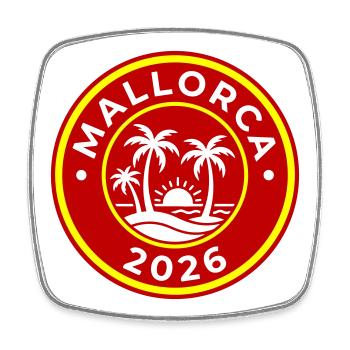 Mallorca 2026 Palmen - Viereckiger Kühlschrankmagnet - Weiß - Vorne