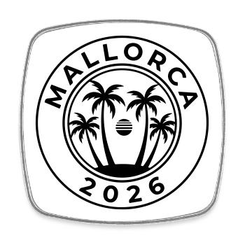 Mallorca 2026 Palmen - Viereckiger Kühlschrankmagnet - Weiß - Vorne