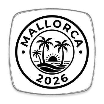 Mallorca 2026 Palmen - Viereckiger Kühlschrankmagnet - Weiß - Vorne