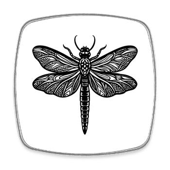 Libelle - Viereckiger Kühlschrankmagnet - Weiß - Vorne