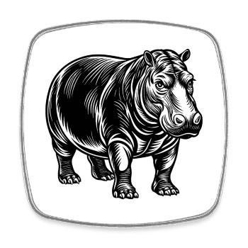 Hippopotamus - Square fridge magnet - white - Front