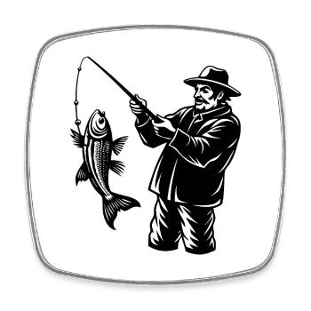 Fischer fing einen Fisch - Viereckiger Kühlschrankmagnet - Weiß - Vorne