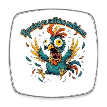 Kaffee und Chaos Hahn-Design - Viereckiger Kühlschrankmagnet - Weiß - Vorne