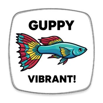 Poisson Guppy Vibrant Swim Aquarium Exotique - Magnet carré - blanc - Devant