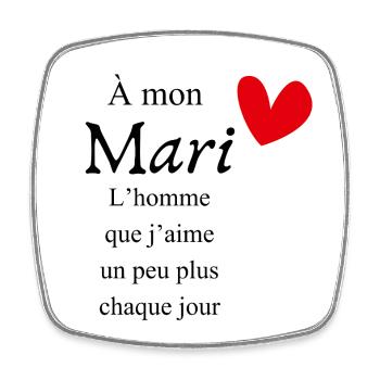 À mon mari chéri l’homme que j’aime idée cadeau - Magnet carré - blanc - Devant