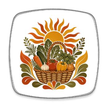 Summer Harvest Basket - Square fridge magnet - white - Front