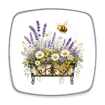 Jardinière accueillante pour les abeilles - Magnet carré - blanc - Devant