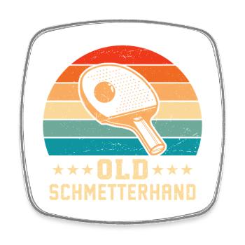 Old Schmetterhand Retro Tischtennis  - Viereckiger Kühlschrankmagnet - Weiß - Vorne