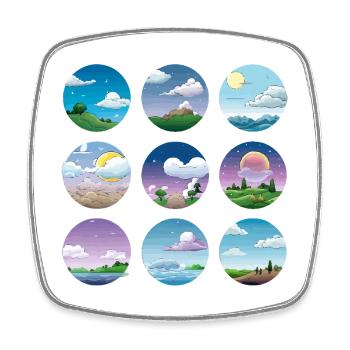 Circular Landscapes Day Night Collection - Square fridge magnet - white - Front