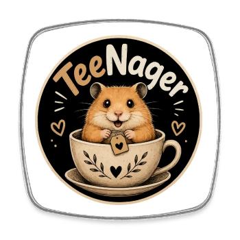 Kuscheltier im Teebecher Teenager Wortspiel - Viereckiger Kühlschrankmagnet - Weiß - Vorne