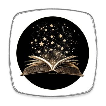 Livre avec des étoiles - Magnet carré - blanc - Devant