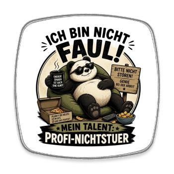 Fauler Panda Profi Nichtstuer - Viereckiger Kühlschrankmagnet - Weiß - Vorne