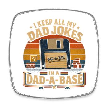 I Keep All My Dad Jokes In A Dad-A-Base – Retro  - Viereckiger Kühlschrankmagnet - Weiß - Vorne