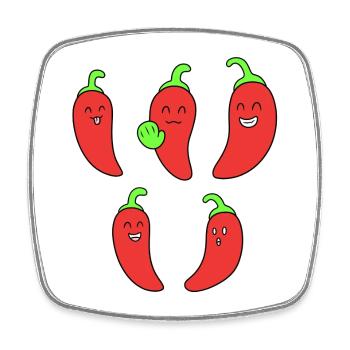 Lustiges Chili-Gesicht - Viereckiger Kühlschrankmagnet - Weiß - Vorne