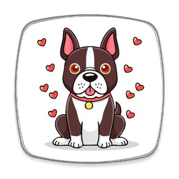 Boston Terrier (comic) - Square fridge magnet - white - Front