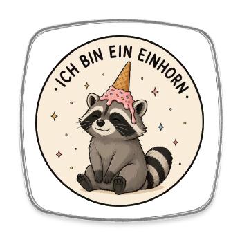 Einhorn Waschbär - Viereckiger Kühlschrankmagnet - Weiß - Vorne