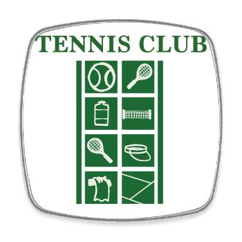 Tennisclub Rasteremblem Grün - Viereckiger Kühlschrankmagnet - Weiß - Vorne