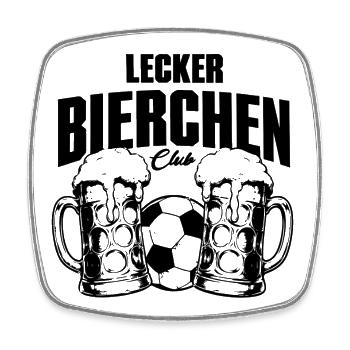 Lecker Bierchen Club Maßkrug Fußball Edition - Viereckiger Kühlschrankmagnet - Weiß - Vorne
