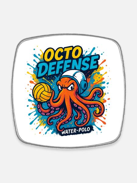 OctoDefense Water Polo - Square fridge magnet - white