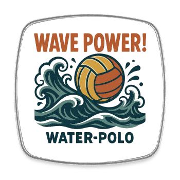 Wave Power Water Polo - Square fridge magnet - white - Front