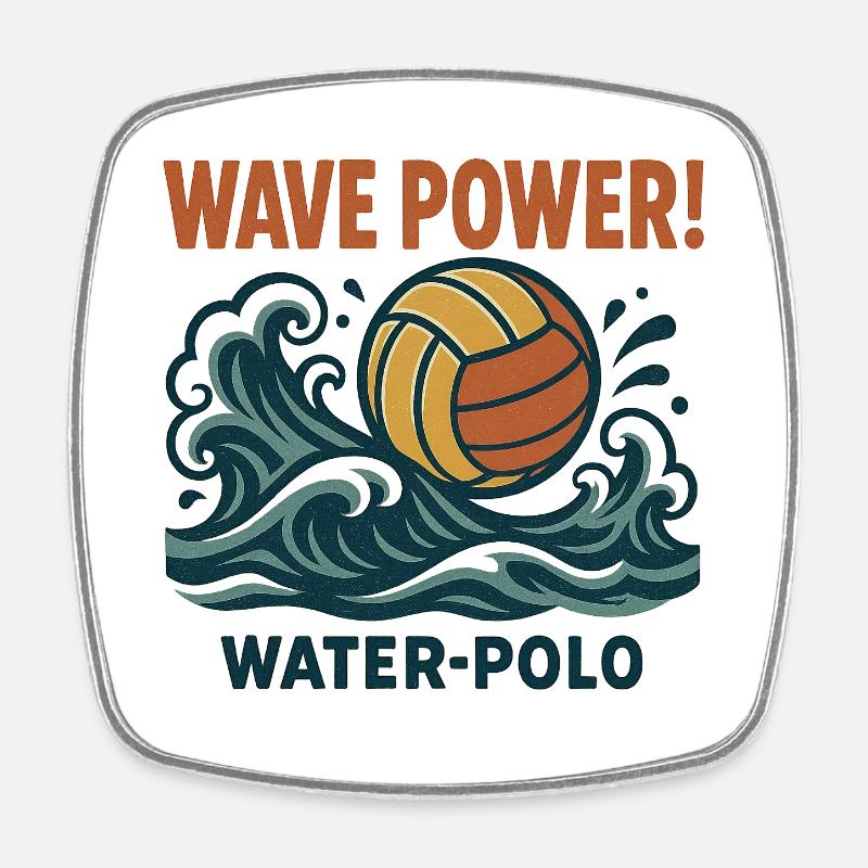 Vague Puissance Water Polo - Magnet carré - blanc