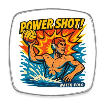 Retro-Wasserball-Power-Shot - Viereckiger Kühlschrankmagnet - Weiß - Vorne