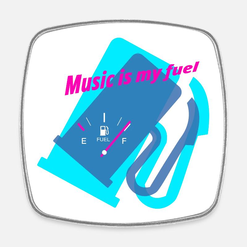 T-shirt design "Music is my fuel" - Square fridge magnet - white