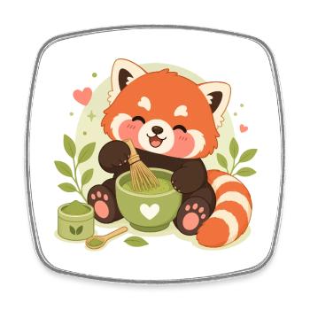 Amour du Matcha Panda Rouge - Magnet carré - blanc - Devant