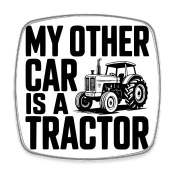 Mein anderes Auto ist ein Traktor - Viereckiger Kühlschrankmagnet - Weiß - Vorne