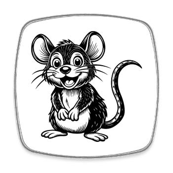 Glückliche Maus - Viereckiger Kühlschrankmagnet - Weiß - Vorne