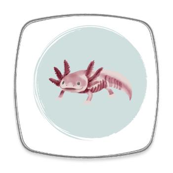 Pink Axolotl Skeleton Illustration - Square fridge magnet - white - Front