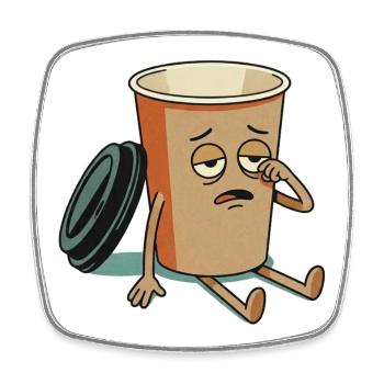 Exhausted Coffee Cup Figure - Square fridge magnet - white - Front