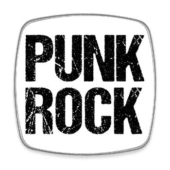 Distressed Punk Rock logo design - Square fridge magnet - white - Front