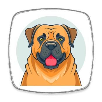 Bullmastiff (portrait/bande dessinée) - Magnet carré - blanc - Devant