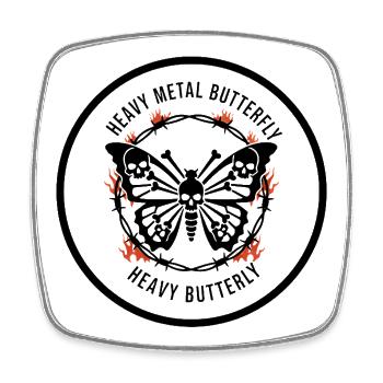 heavy Metal Falter Schädel-Design Butterfly - Viereckiger Kühlschrankmagnet - Weiß - Vorne