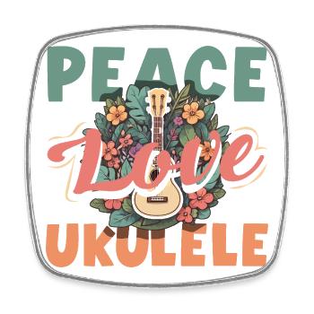 Peace Love Ukulélé Hippie Hawaii Music Music - Magnet carré - blanc - Devant