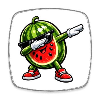 Dabbing Wassermelone - Viereckiger Kühlschrankmagnet - Weiß - Vorne